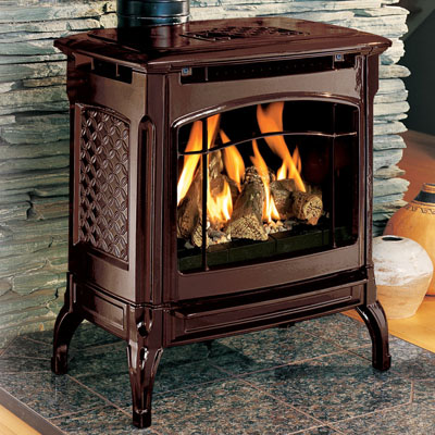 Hearthstone Champlain 8301 Cast Iron Direct Vent Gas Stove In Brown Enamel
