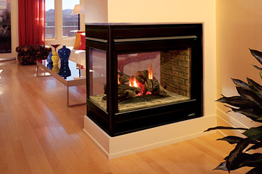 EDVPF Astria Three-Sided Peninsula Gas Fireplace