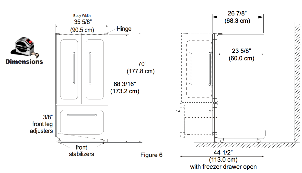 HCFDR23HeartlandRefrigeratorDimensions