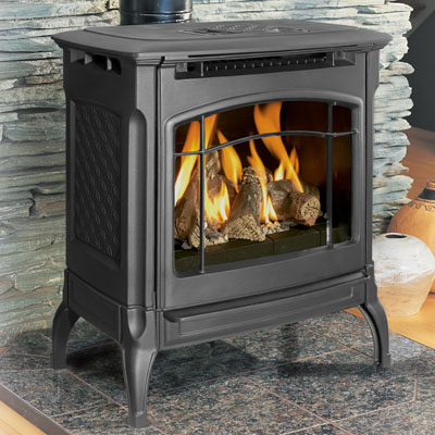 Hearthstone Champlain 8301 Cast Iron Direct Vent Gas Stove In Black Matte