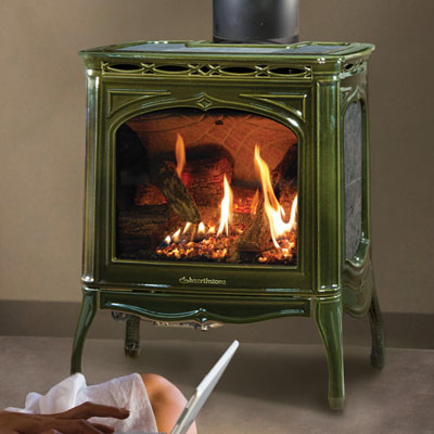 Hearthstone Tucson 8702 Gas Stove (in Basil Enamel and Soapstone stone set)