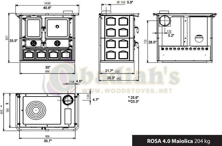 Wood Cook Stove La Nordica Rosa Maiolica